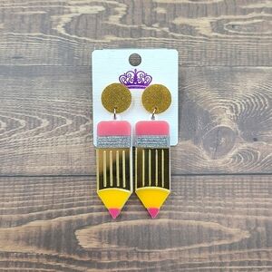 Mirrored Pencil Statement Earrings